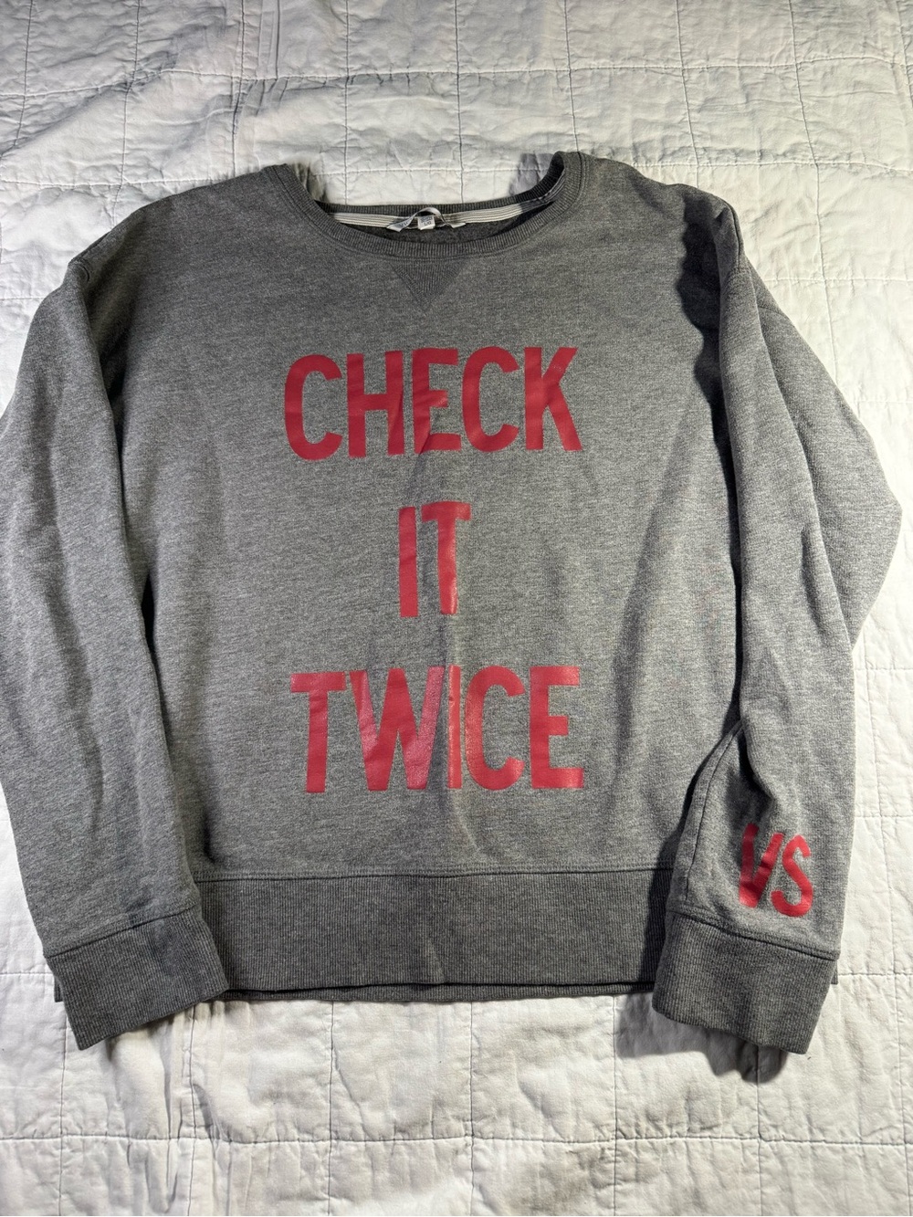 Victoria's Secret Gray Sweatshirt with Red Lettering